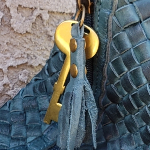 RARE FOSSIL‎ Woven Leather Hobo Bag - Picture 5 of 12
